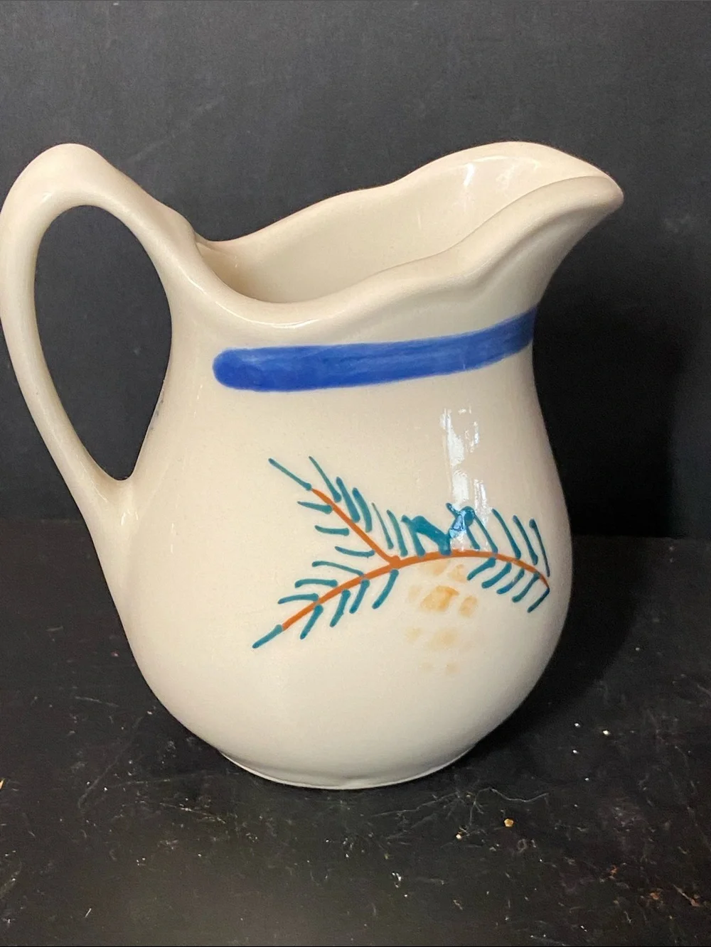 Cream Pitcher Ceramic Bird Pitcher with Blue Accent
